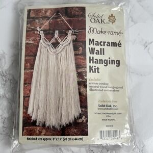 Solid Oak Macrame Decorative Wall Hanging Kit‎ Cotton Cord & Natural Wood Rod